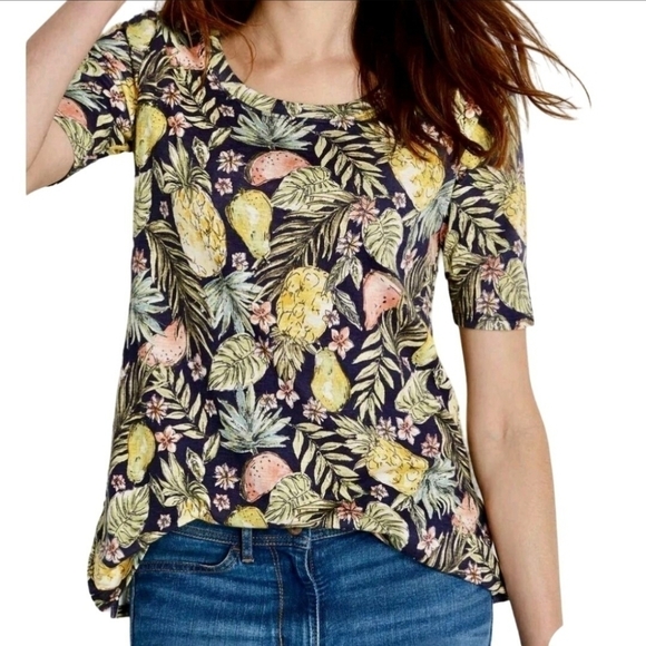 J. Jill Tops - J. Jill Pima Cotton Novelty Print Elbow Sleeve Tee Size Sp